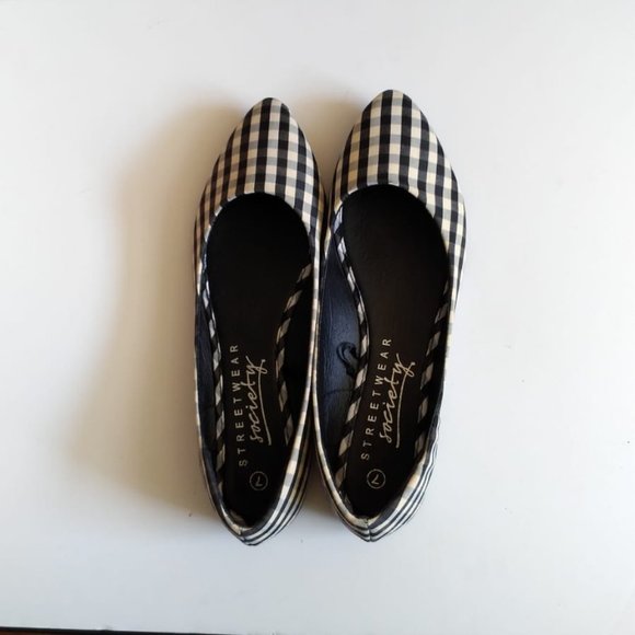 Streetwear Society Shoes - Streetwear Society Black-Beige Checkered Flats